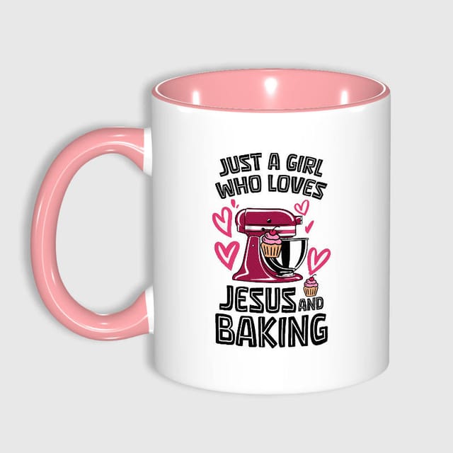 Jesus & Baking Quote Pink Mug for Christian Bakers Gift