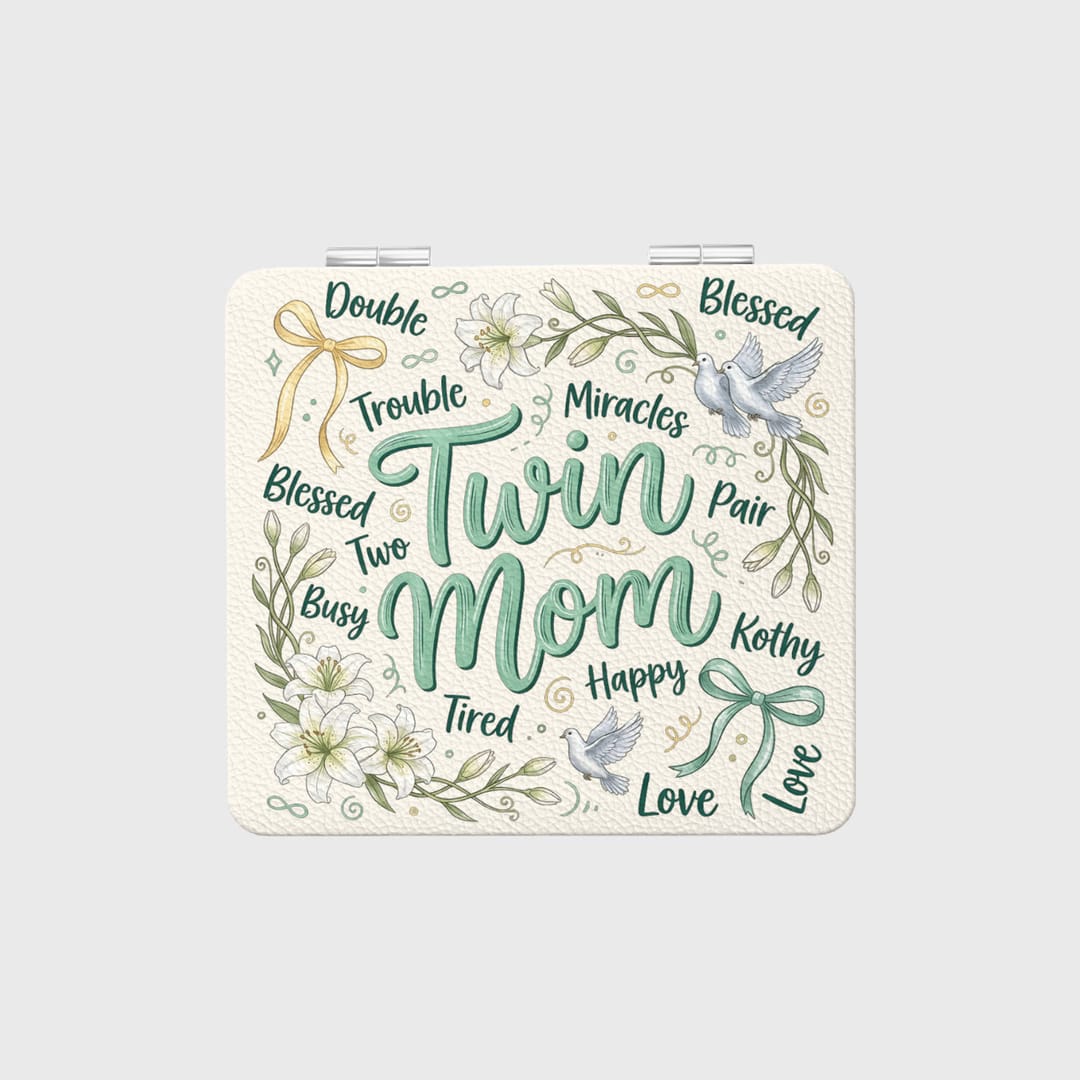 Twin Mom Floral Pocket Mirror for Twin Mom Mother's Day Gift - 1