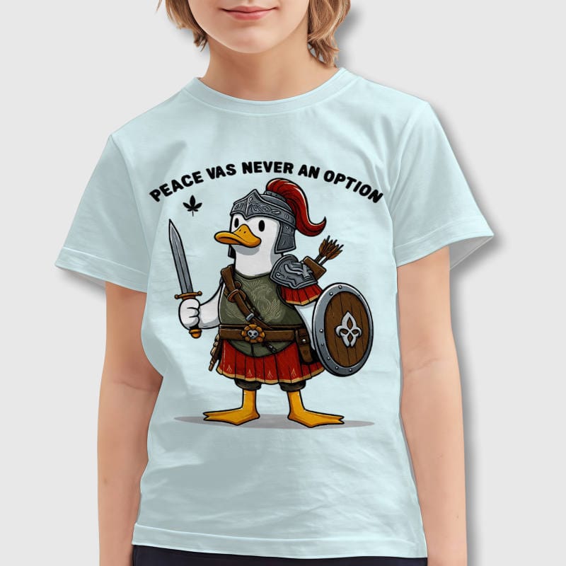 Funny Warrior Duck Kids T-Shirt for Boys Girls Birthday Gift