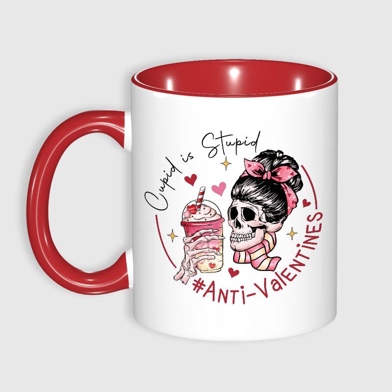 Funny Anti-Valentine Skull Mug for Singles Valentine Gift