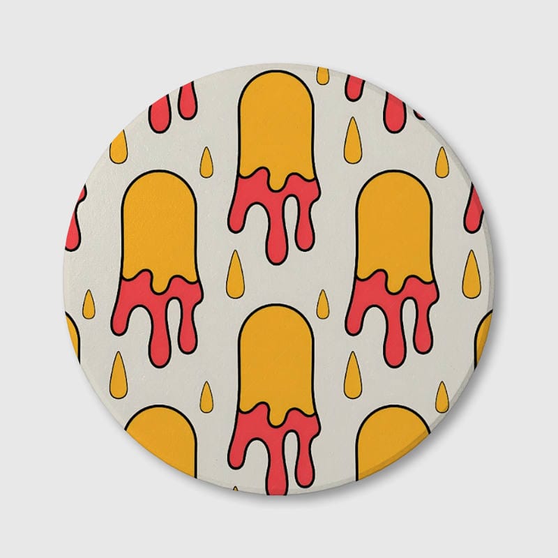 Retro Dripping Popsicle Ceramic Coaster for Summer Use