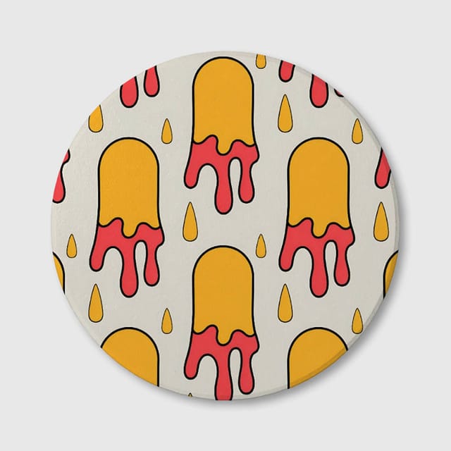 Retro Dripping Popsicle Ceramic Coaster for Summer Use