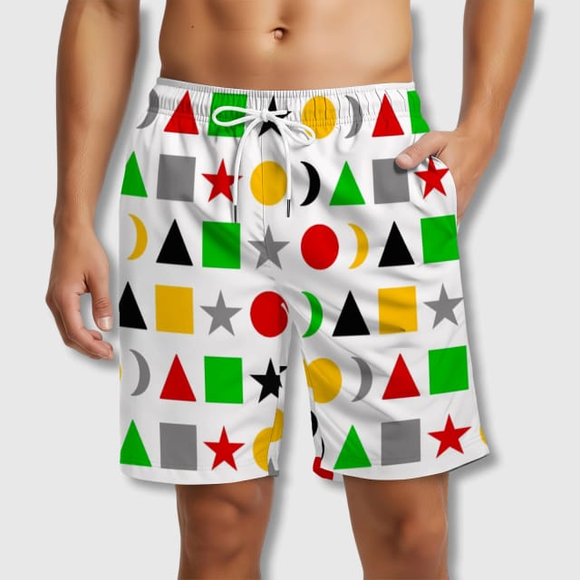 Colorful Geometric Print Beach Shorts for Men Summer Casual Wear