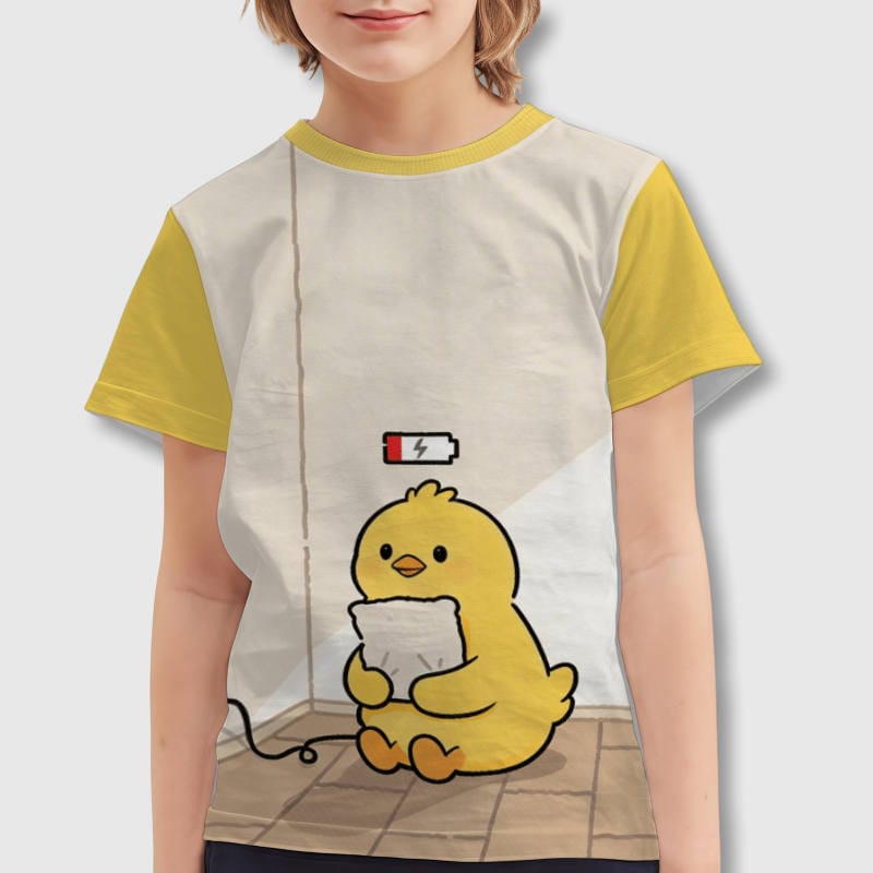 Cute Charging Chick Kids T-Shirt for Boys Girls Daily Wear