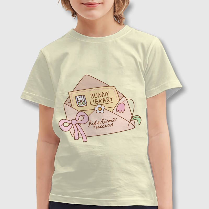 Cute Bunny Library Envelope Kids T-Shirt for Easter Wear