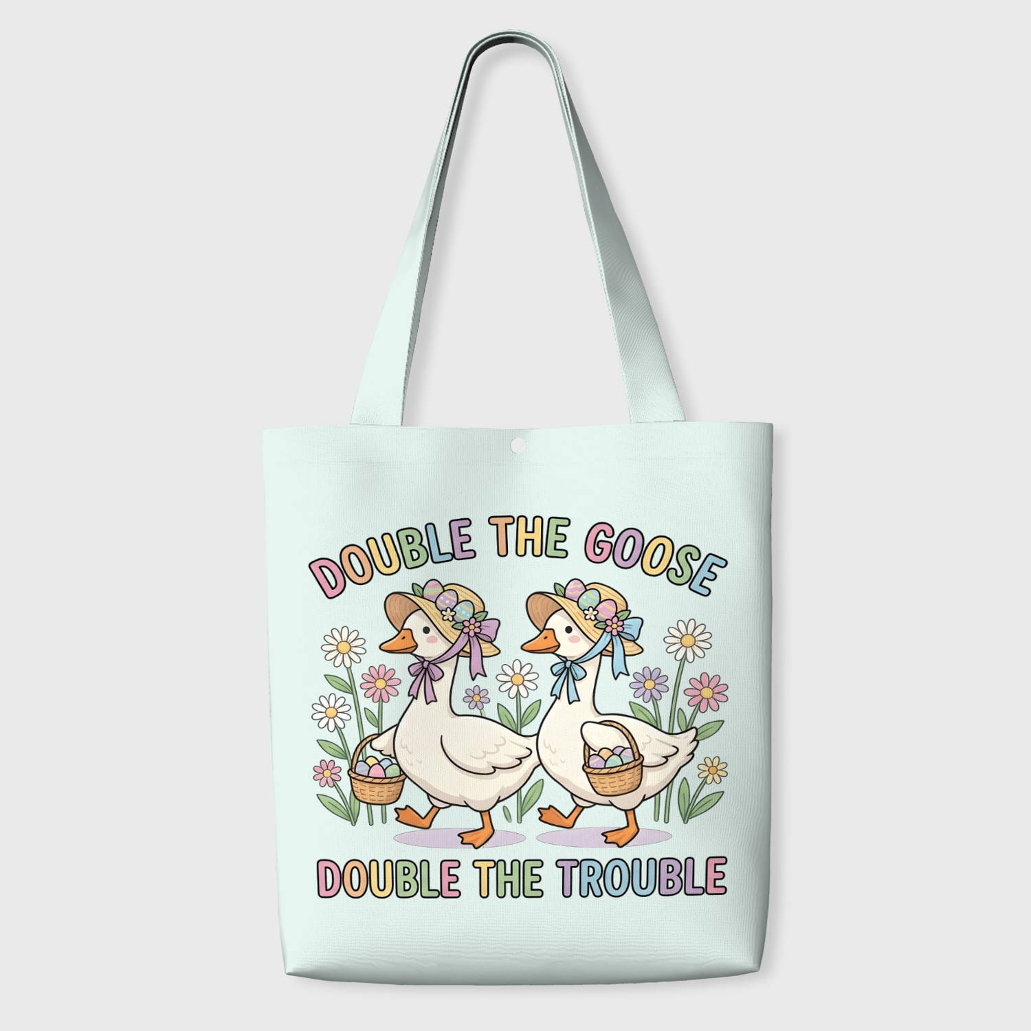 Cute Double Goose Tote Bag for Animal Lovers Easter Gift