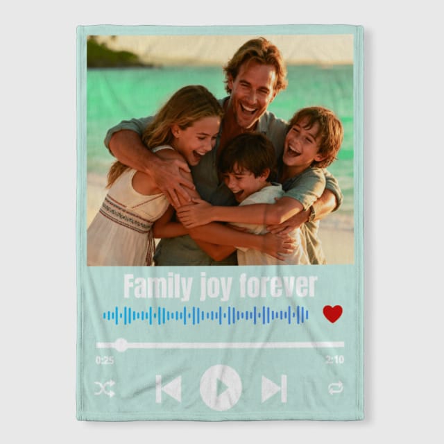 Custom Family Photo Music Throw Blanket for Family Gifts & Home Decor