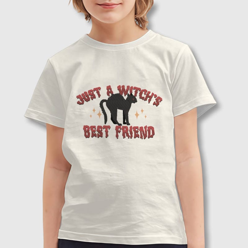 Witch's Best Friend Black Cat Kids T-Shirt for Halloween Gifts