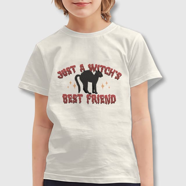 Witch's Best Friend Black Cat Kids T-Shirt for Halloween Gifts