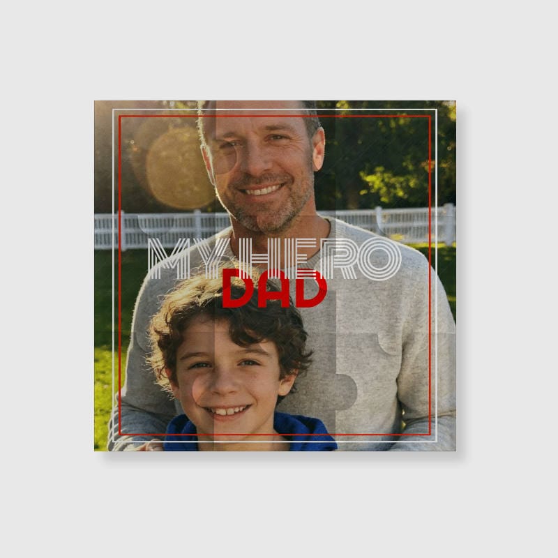 Custom Photo Puzzle Fridge Magnet for Dad Father's Day Gift