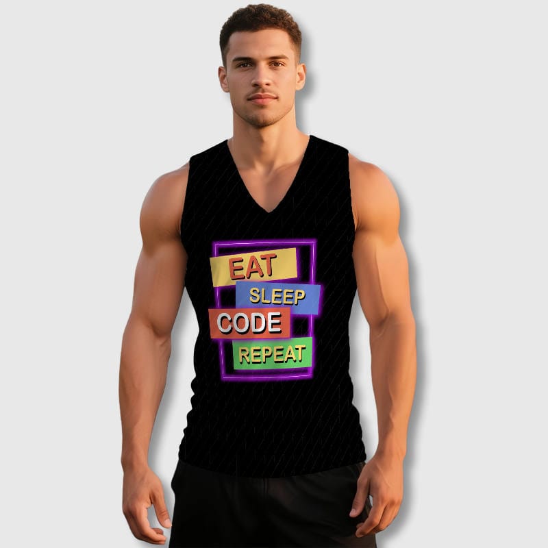 Eat Sleep Code Repeat Tank Top for Programmers Gym