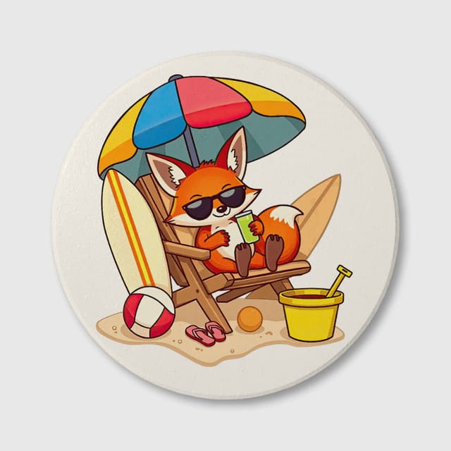 Summer Fox Ceramic Coaster for Pet Lovers Gift