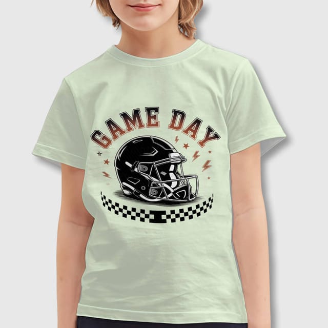 Game Day Football Helmet Kids T-Shirt for Sport Fans Gift