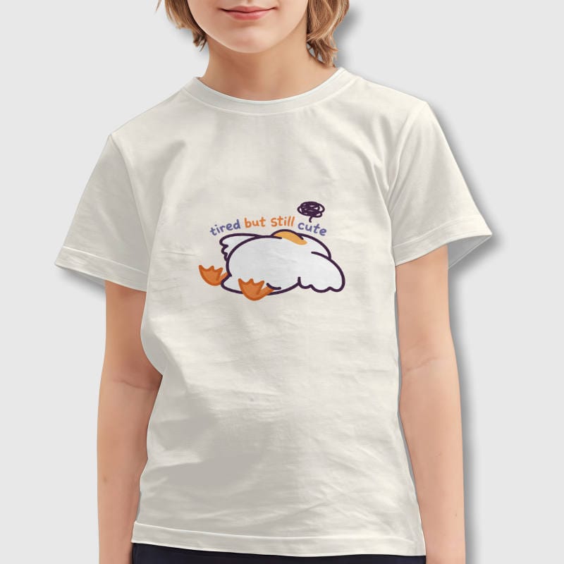 Funny Tired Duck Kids T-Shirt for Daily Wear & Birthday Gift
