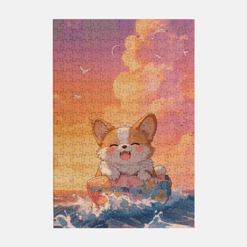 Cute Surfing Corgi 300pc Puzzle for Pet Lovers Gift