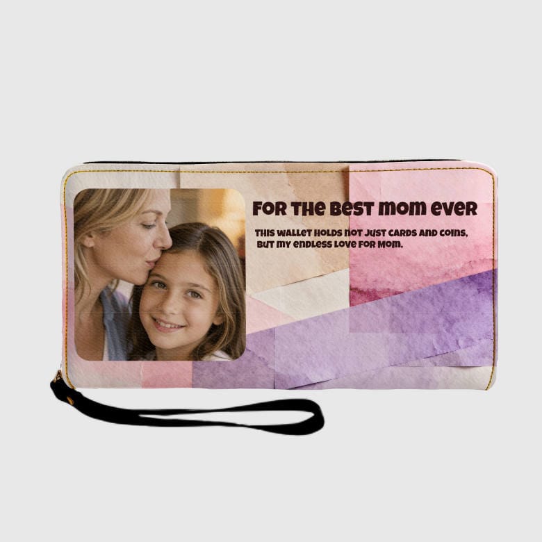 Custom Photo Quote Zip Wallet for Mom Mother's Day Gift