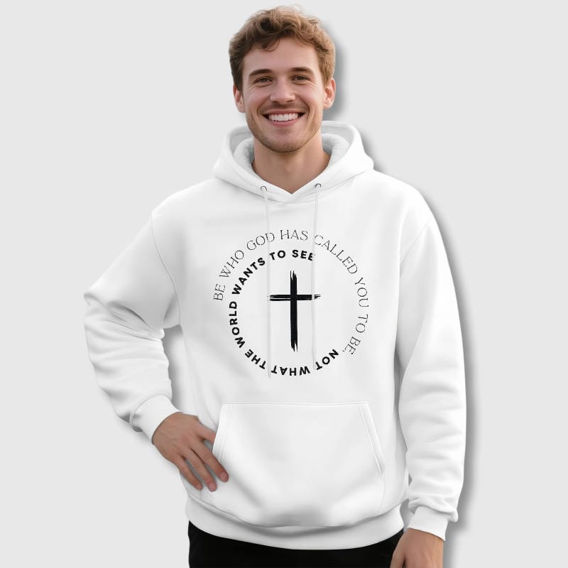 Christian Cross Quote Pullover Hoodie for Men Winter Wear
