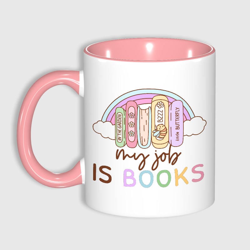Cute Book Quote 11oz Pink Mug for Librarian Teacher Gift