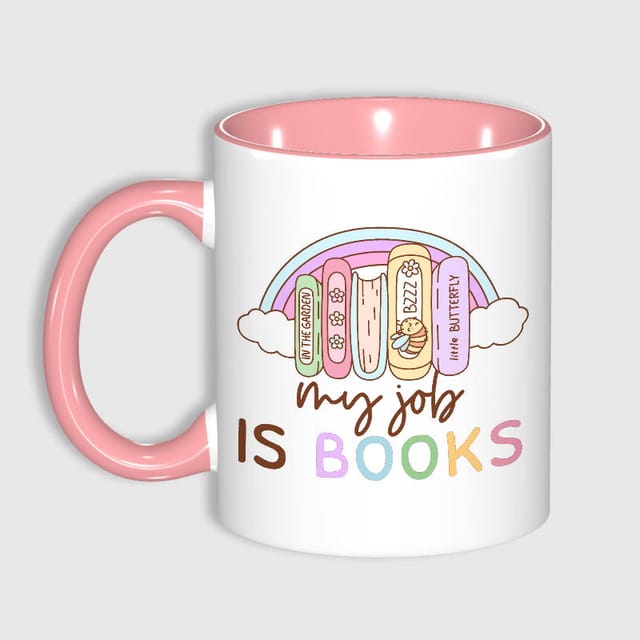 Cute Book Quote 11oz Pink Mug for Librarian Teacher Gift