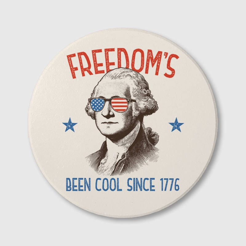 Funny George Washington Ceramic Coaster for 4th of July Gift