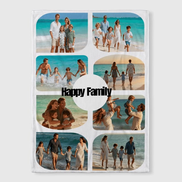Custom Family Beach Photo Collage Throw Blanket for Family Gifts