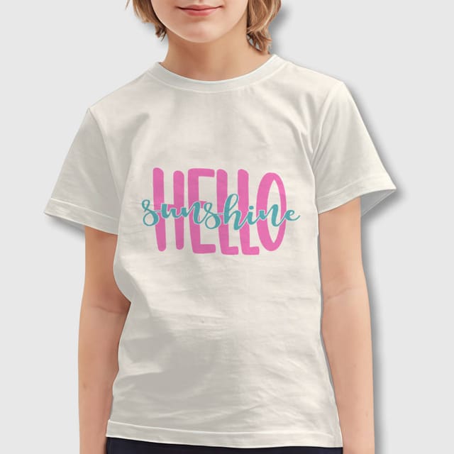 Hello Sunshine Print Kids T-Shirt for Girls Summer Daily Wear