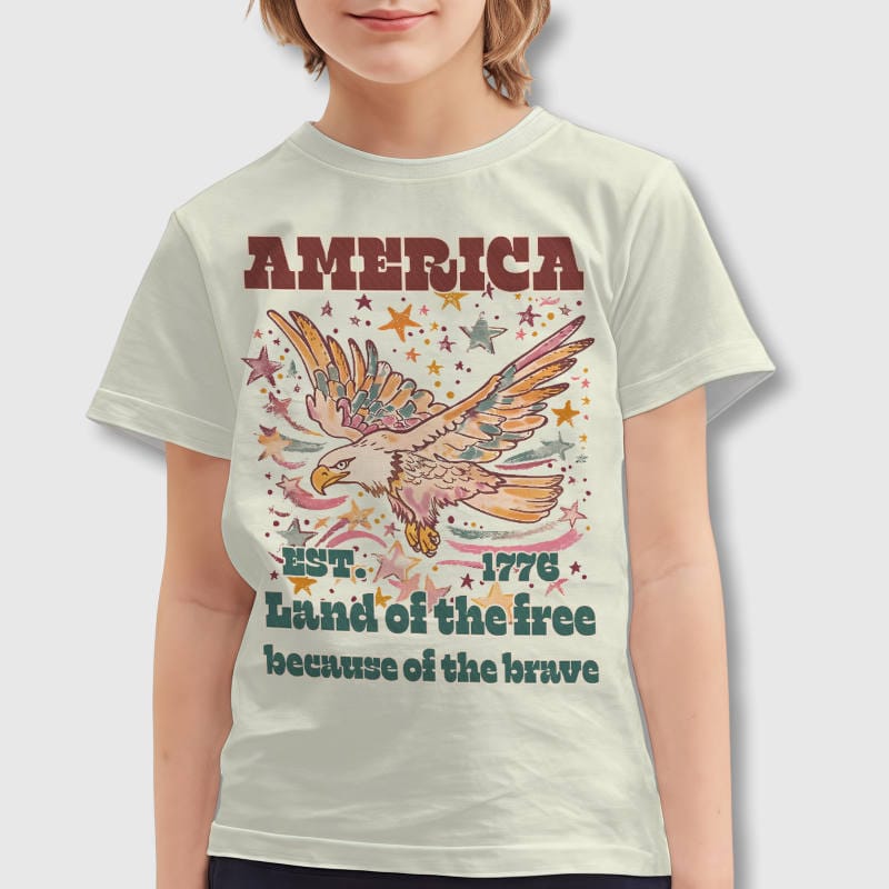 Retro American Eagle Kids Tee for 4th of July Gifts