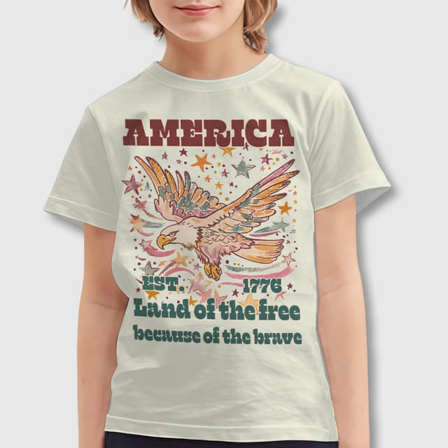 Retro American Eagle Kids Tee for 4th of July Gifts