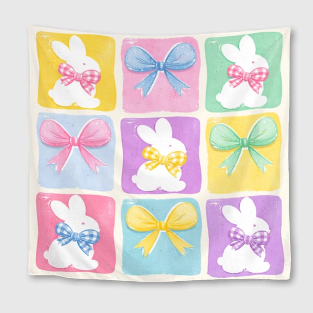Pastel Bunny Bow Towel for Easter Bunny Lovers