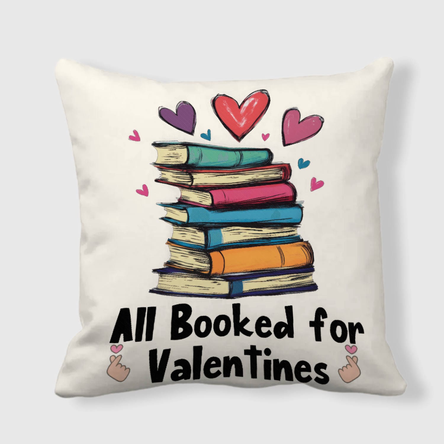 Funny Book Stack Throw Pillow for Book Lovers Valentine's Gift