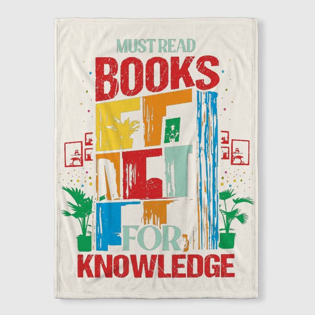 Books Knowledge Quote Fleece Blanket for Book Lovers Gift