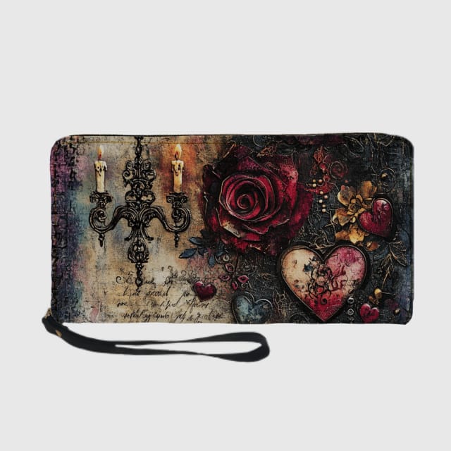 Personalized Zip Wallet with Wrist Strap PU Leather Long Wallet