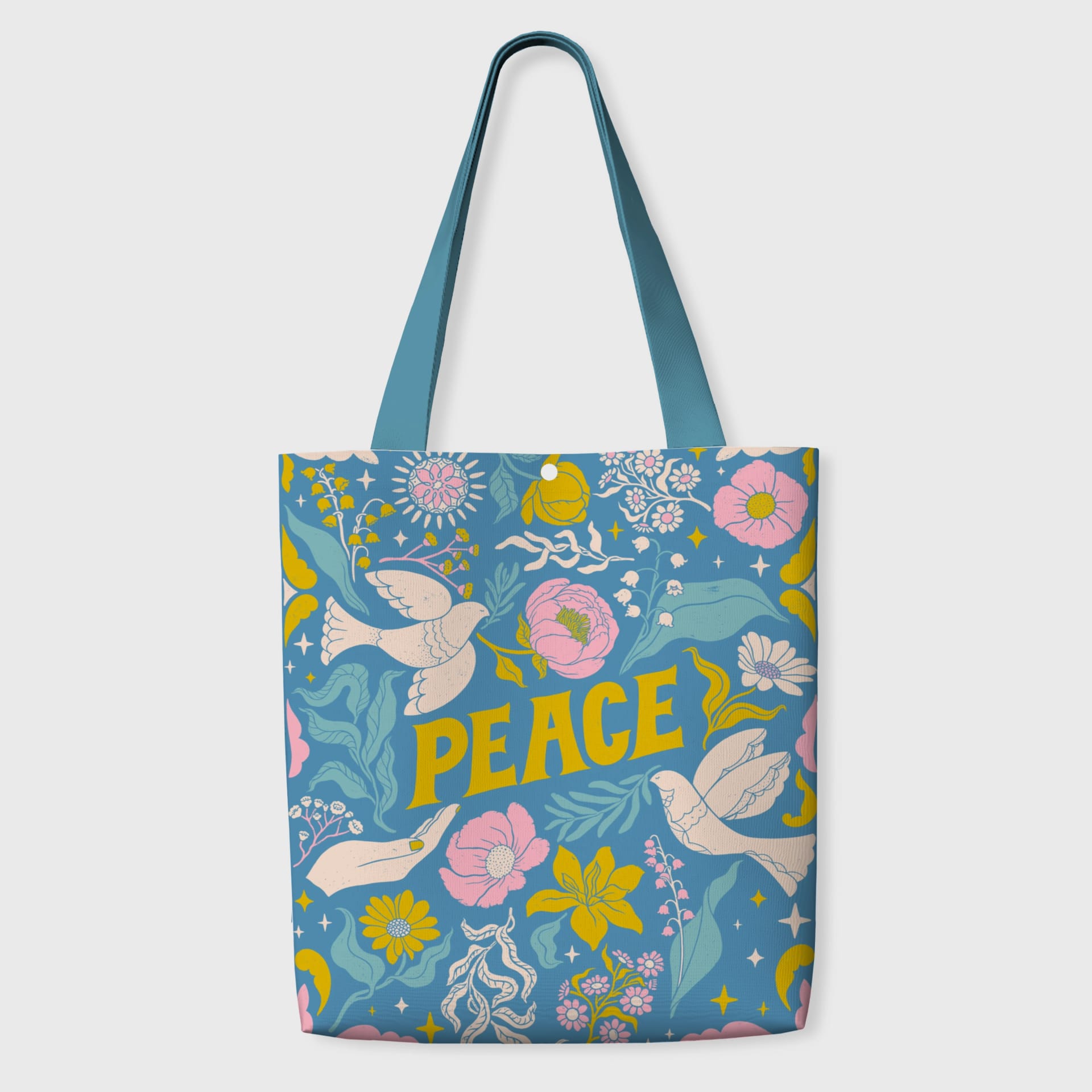 Peace Floral Dove Canvas Tote Bag for Daily Gifting & Use
