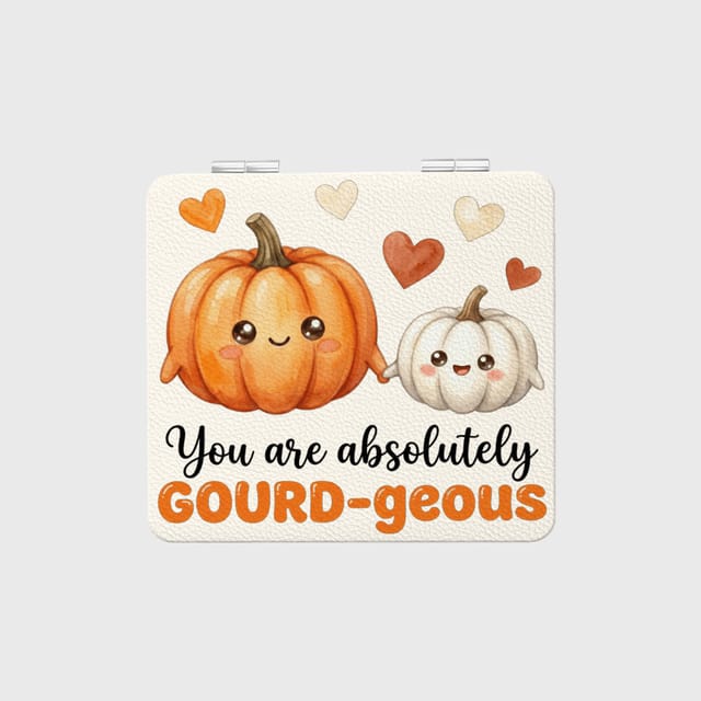 Cute Pumpkin Pun Square Pocket Makeup Mirror for Her Fall Gift