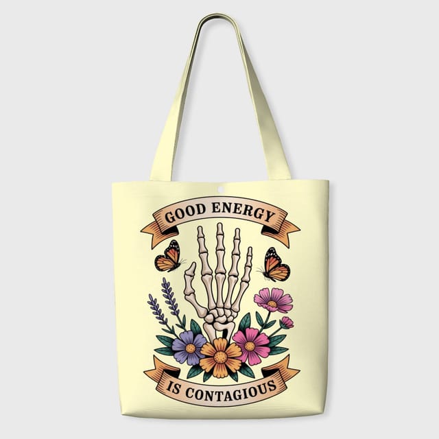 Floral Skeleton Good Energy Tote Bag for Daily Use Gift