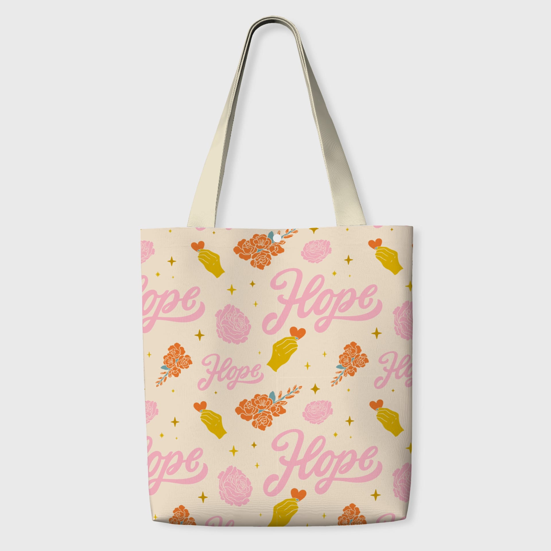 Retro Hope Floral Canvas Tote Bag for Daily Gifting