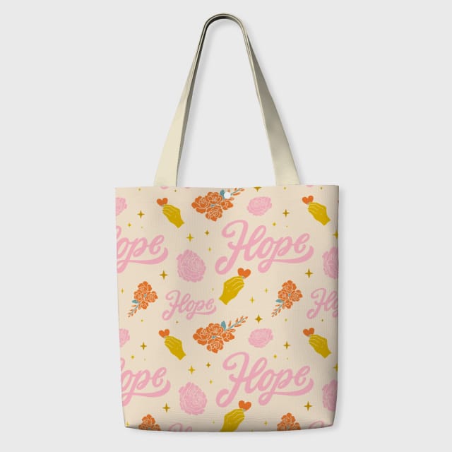 Retro Hope Floral Canvas Tote Bag for Daily Gifting