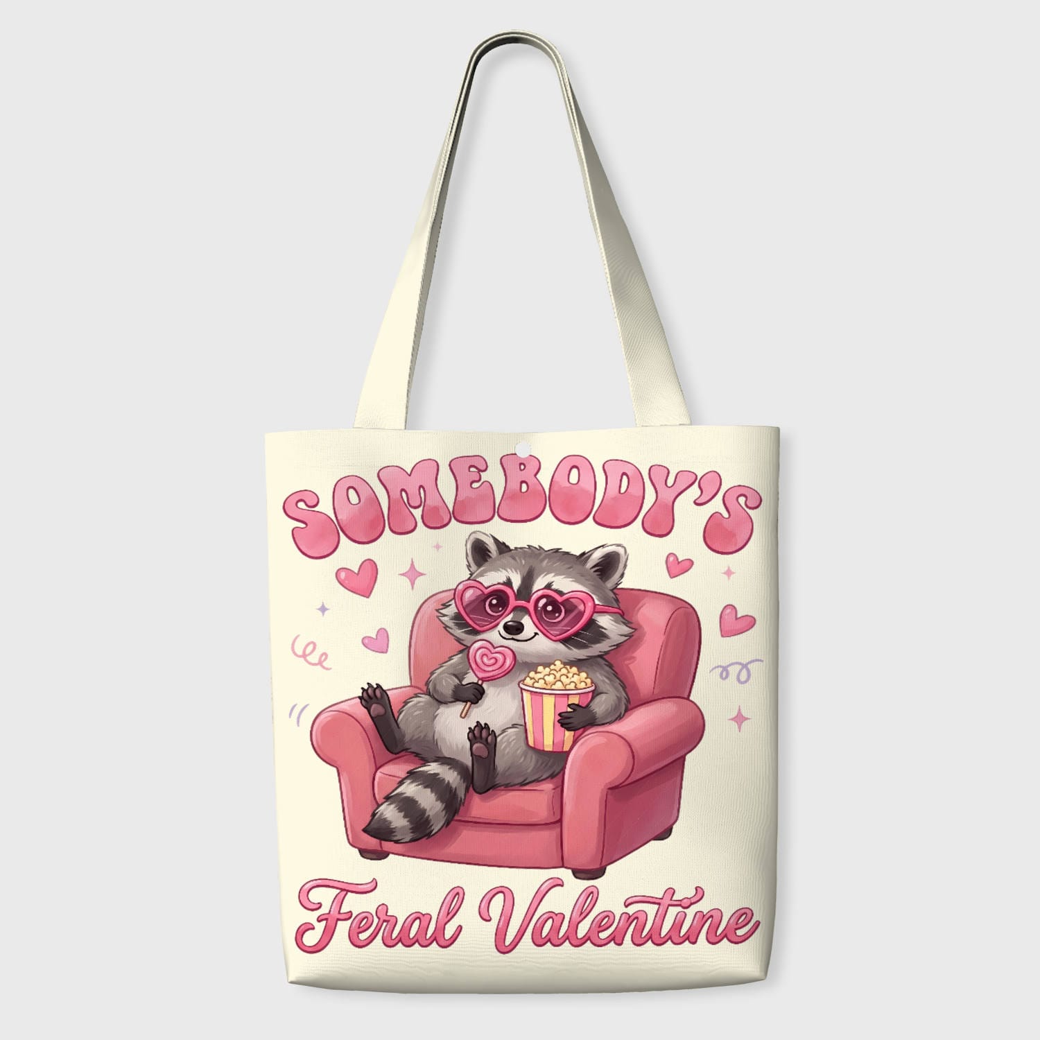 Feral Valentine Raccoon Canvas Tote Bag for Animal Lovers