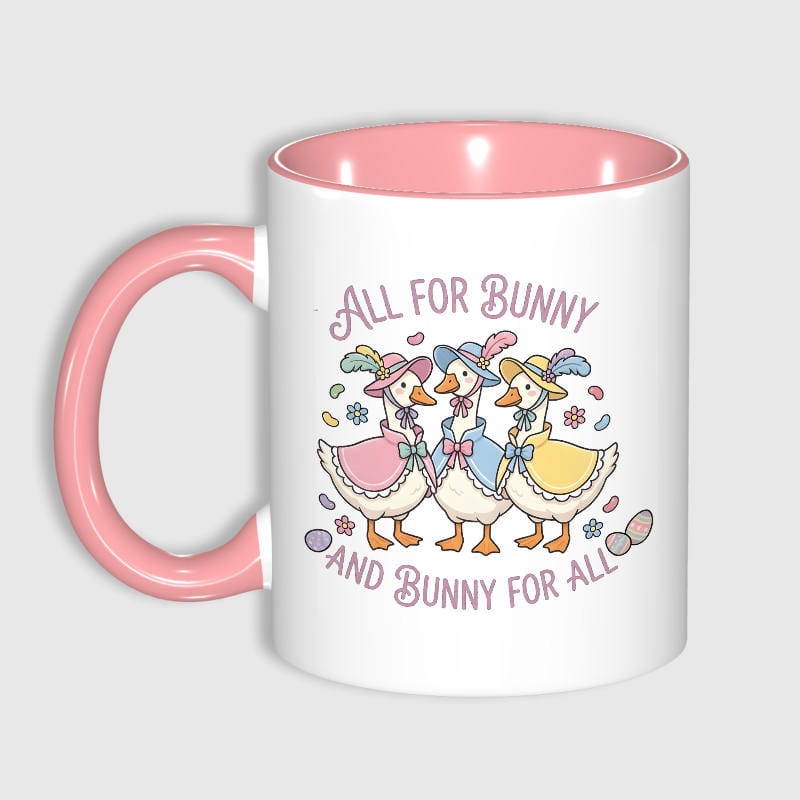Cute Goose Print 11oz Pink Mug for Easter Holiday Gift