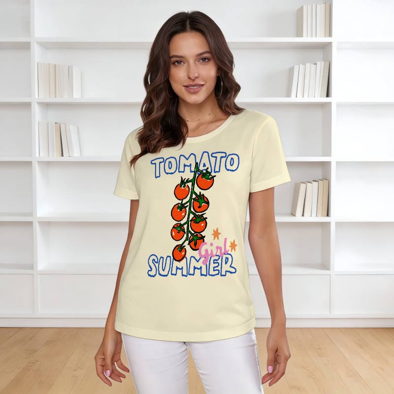 Tomato Girl Summer Print T-Shirt for Women Summer Casual Wear
