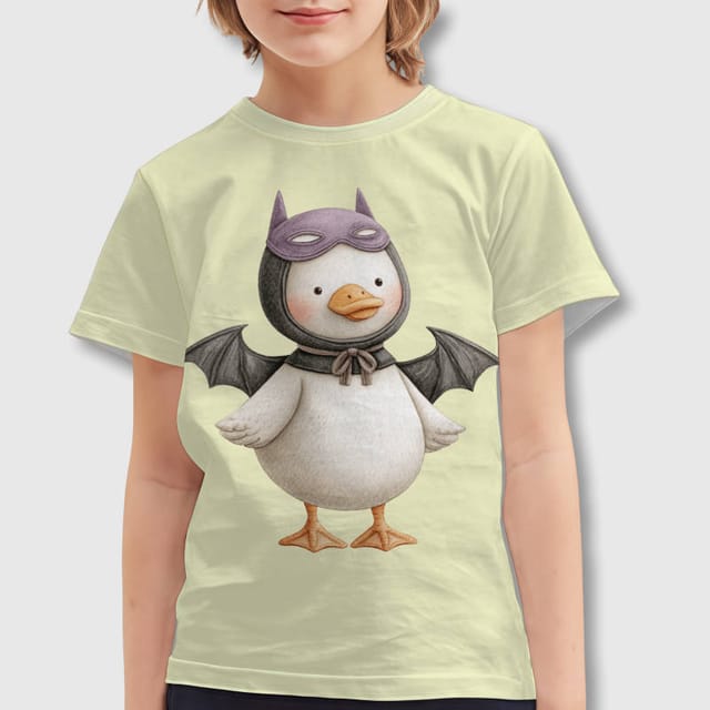 Cute Bat Duck Kids T-Shirt for Halloween Daily Wear