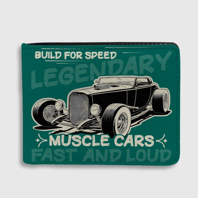 Vintage Hot Rod Muscle Car Bifold Wallet for Men Father's Day Gift