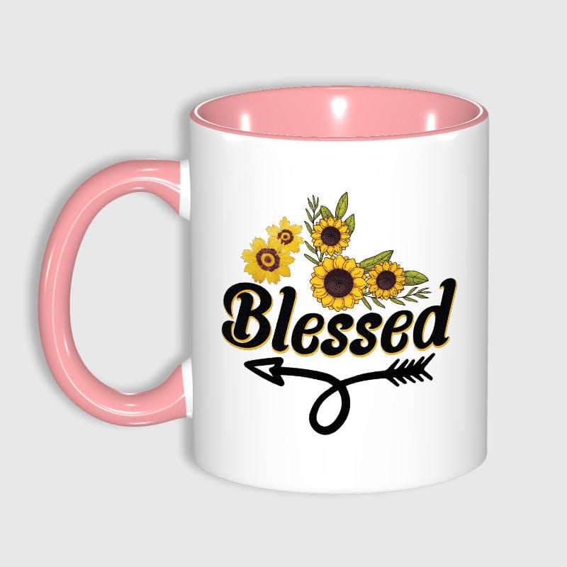 11oz Sunflower Blessed Pink Mug for Mom Birthday Gift