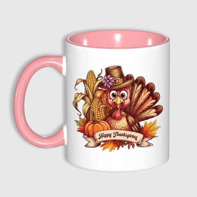Cute Thanksgiving Turkey 11oz Mug for Family Holiday Gift