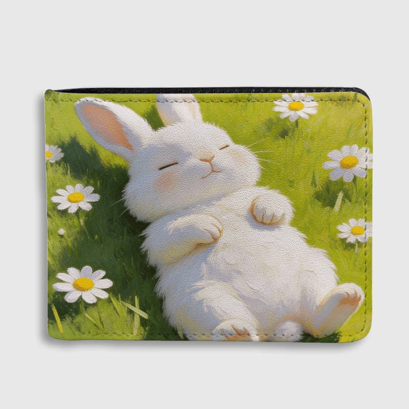 Cute Daisy Bunny Bifold Wallet for Pet Lovers Daily Use