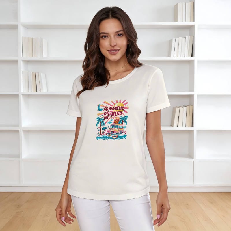 Sunshine Beach Graphic T-Shirt for Women Summer Daily Wear