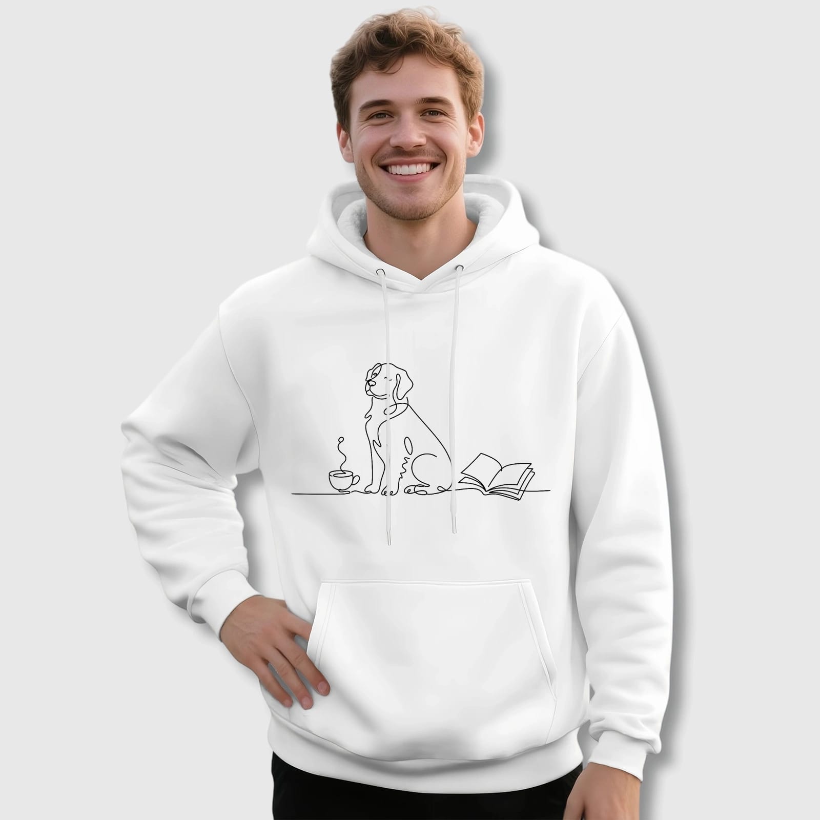 Minimalist Line Art Dog Pullover Hoodie for Dog Lovers Gifts