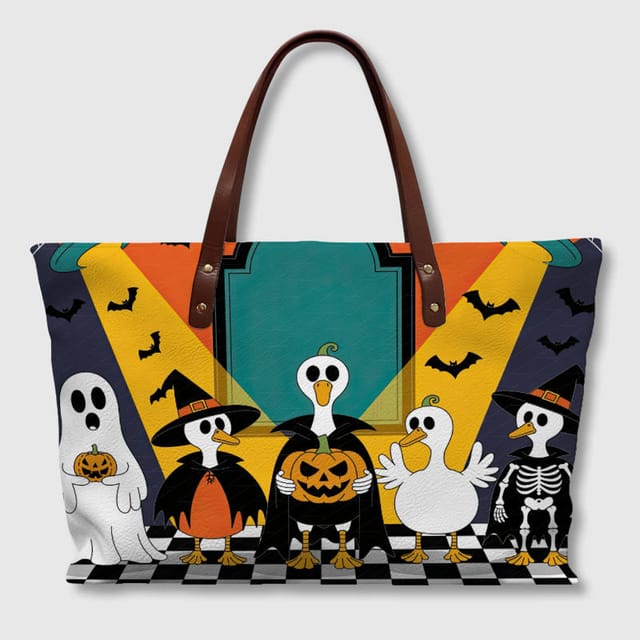 Cute Halloween Duck Large Tote Bag for Animal Lovers Gift