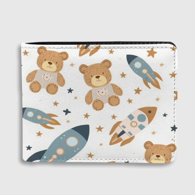 Space Teddy Bear Bifold Wallet for Kids Birthday Gift