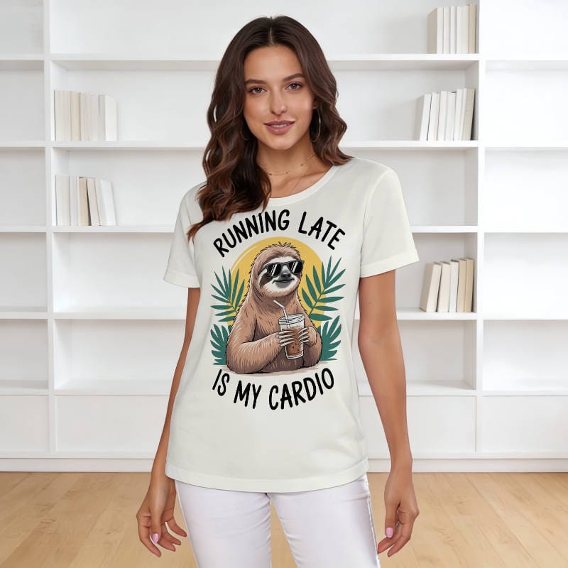 Funny Sloth Quote Women's Short Sleeve T-Shirt for Daily Wear